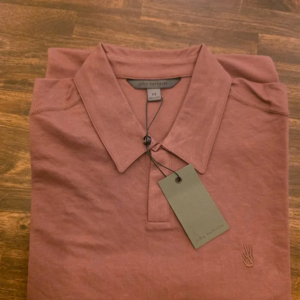 John Varvatos Polo Shirt Men's XS Mauvewood Peace Sign Logo K6497S24 NWT - Picture 13 of 14